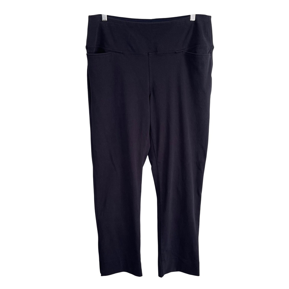 J.Jill Wearever Navy Blue Knit Pull On Cropped Trousers Straight Leg Pants L